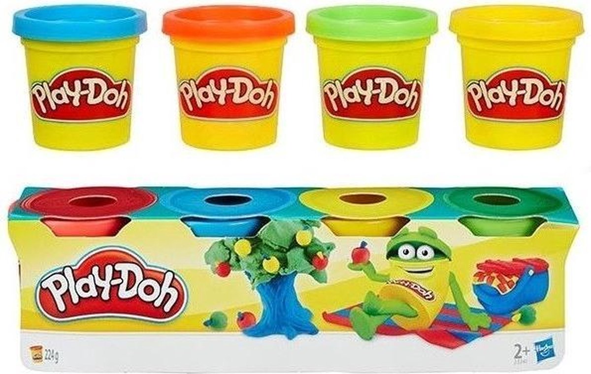 Play-Doh 23241 – Klei 4 Stuks (Blauw, Groen, Rood, Geel) – 265 g per stuk