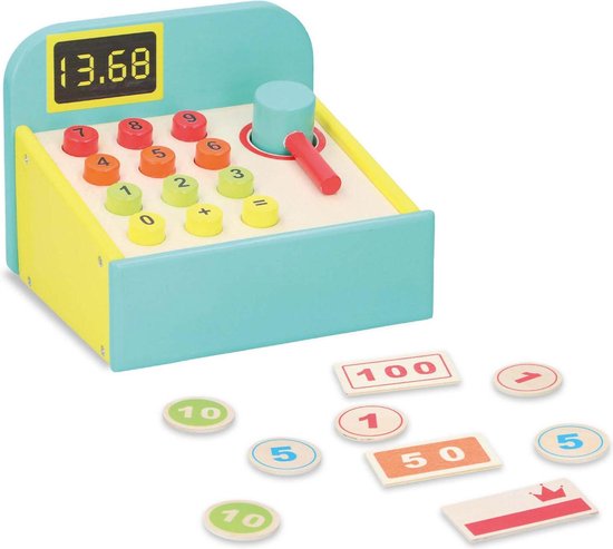 Marionette Wooden Toys – Speelgoedkassa van Hout – Stimuleert de Zintuigen – 12 Stuks