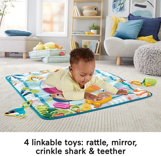 Fisher-Price 3-in-1 Kruipen en Spelen Activiteitenspeelmat – Babygym en Baby Speelgoed