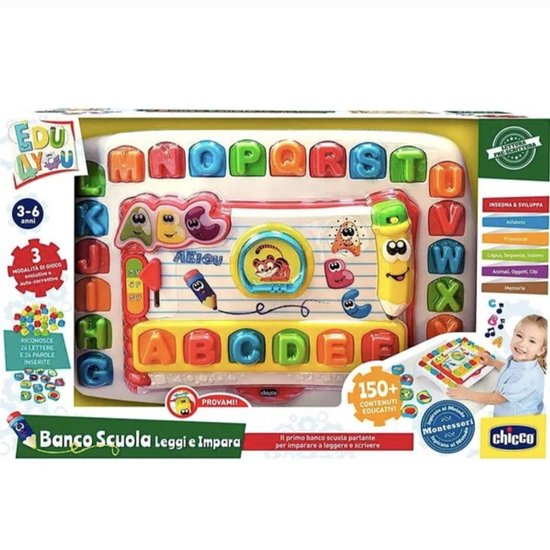 Chicco Leren & Lezen Schoolbankje – Alfabet Schrijfbord & Educatief Speelgoed (3+ jaar)