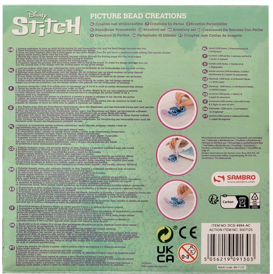 Disney Stitch – Strijkkralen Picture Bead Creations – Meltums – Creatief Knutselpakket 5+